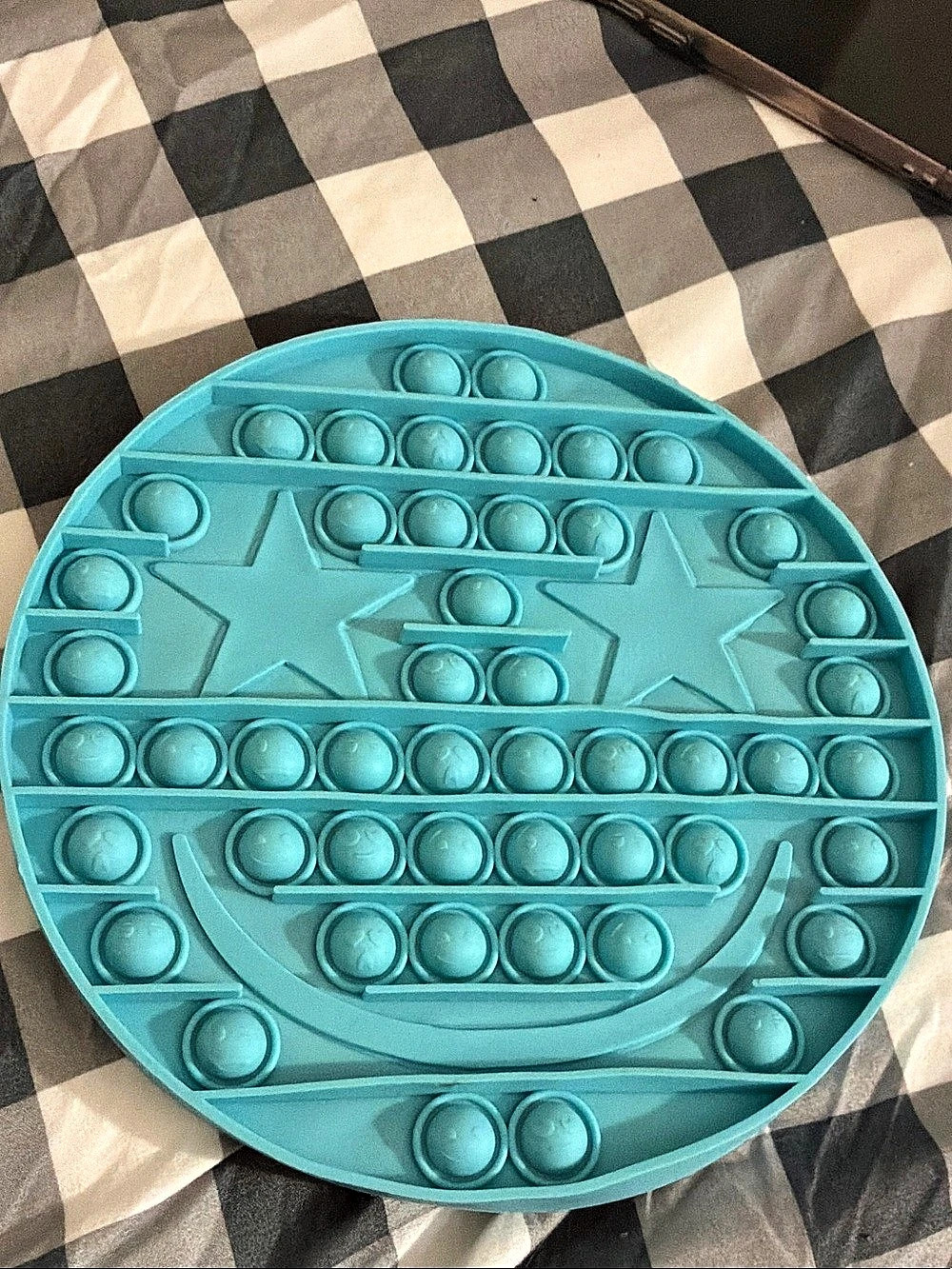 Blue Round Pop-It Fidget Toy with Star Details